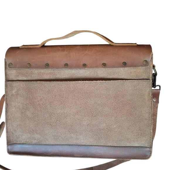 STS Ranchwear Foreman 2 Messenger Bag Brown Leather & Suede Work Tote Briefcase - Picture 2 of 15